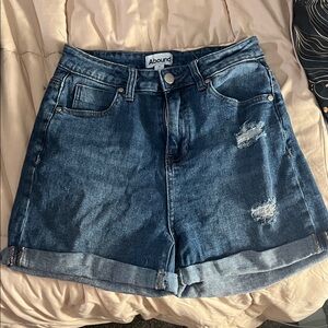 Abound Dark Blue Rolled Cuff Denim Mom Shorts